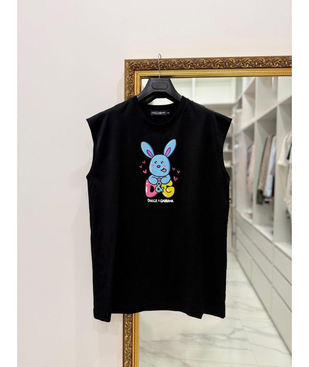 DOLCE&GABBANA Черная хлопковая футболка, фото 4