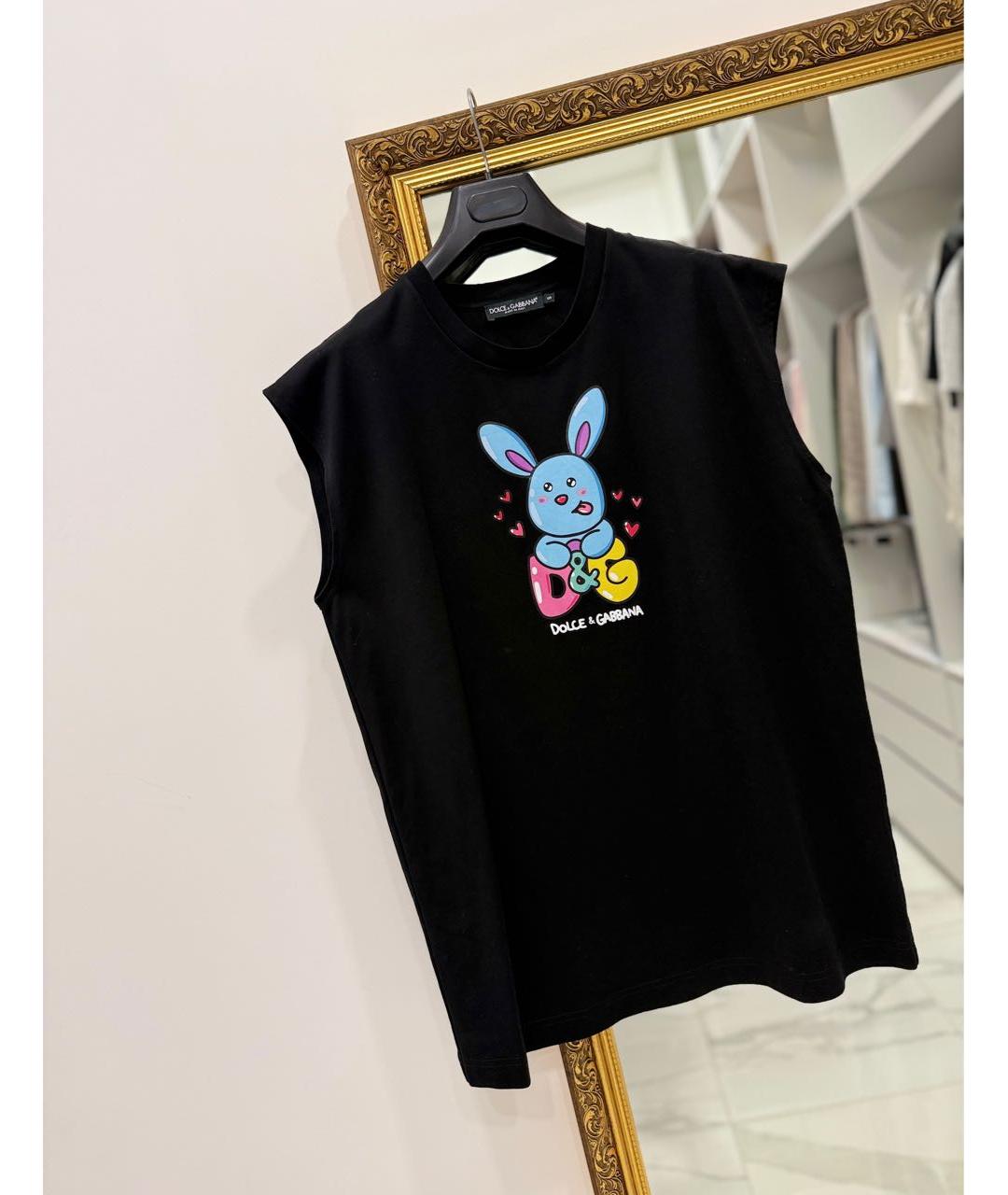 DOLCE&GABBANA Черная хлопковая футболка, фото 8