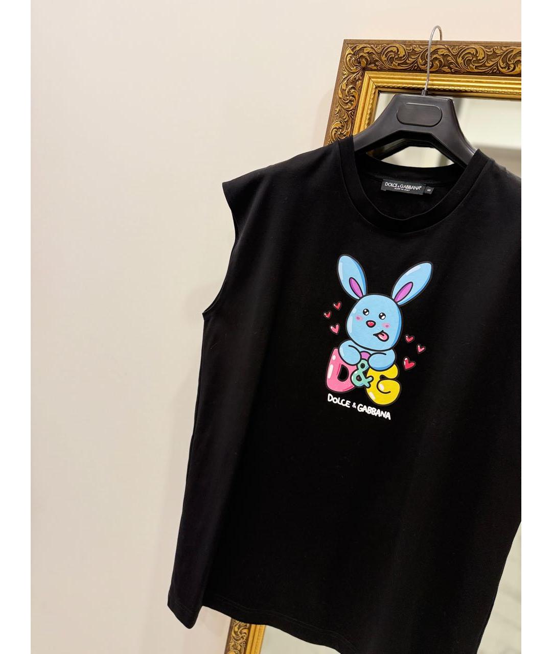 DOLCE&GABBANA Черная хлопковая футболка, фото 5