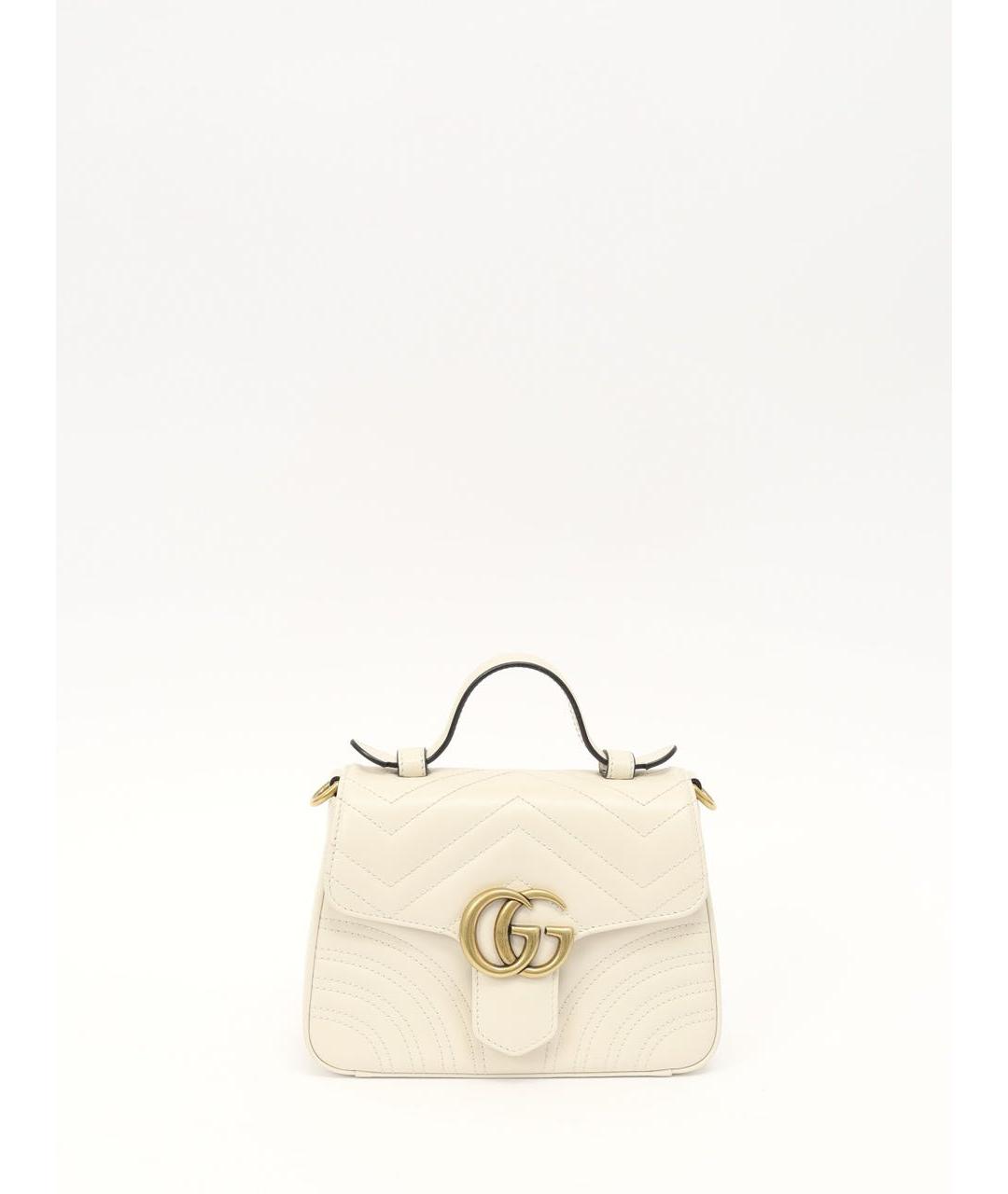 GUCCI Белая кожаная сумка с короткими ручками, фото 9