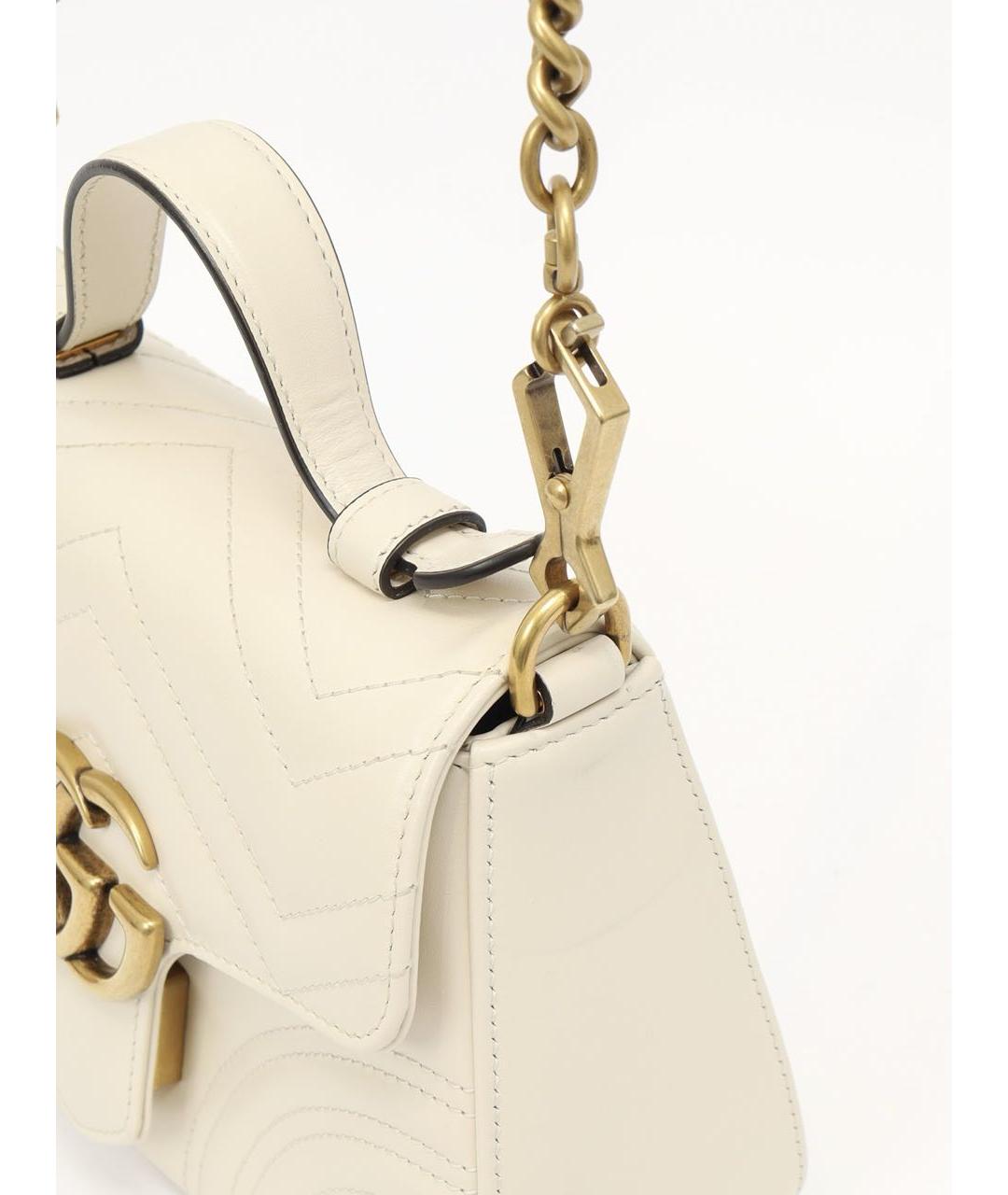 GUCCI Белая кожаная сумка с короткими ручками, фото 7