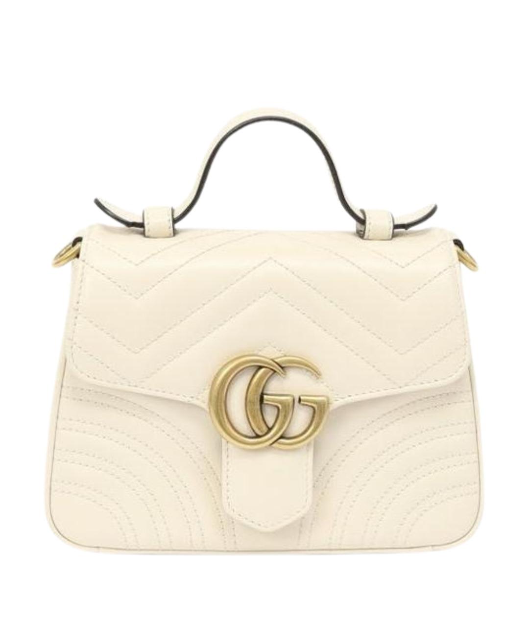 GUCCI Белая кожаная сумка с короткими ручками, фото 1