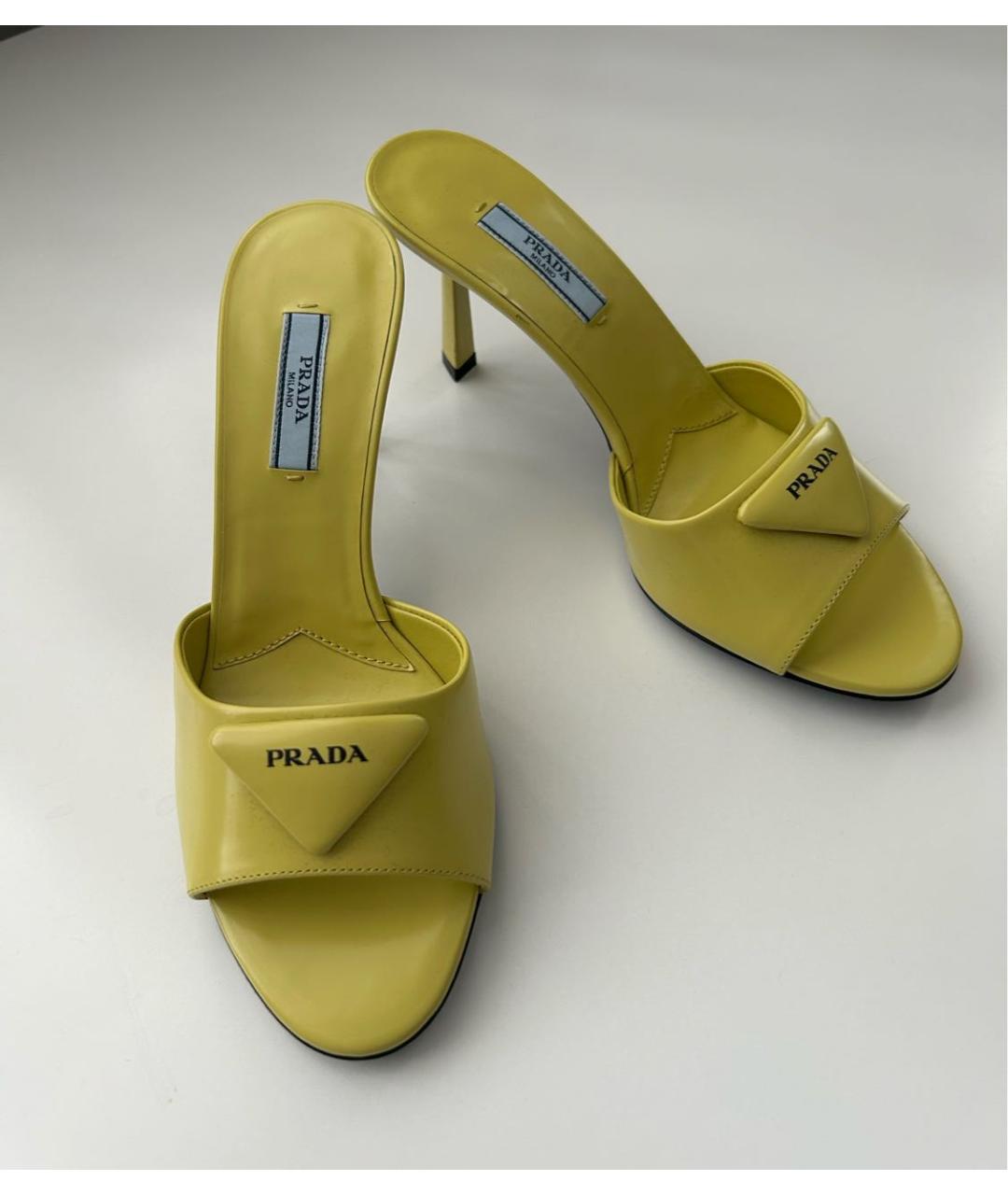 PRADA Желтые кожаные мюли, фото 2