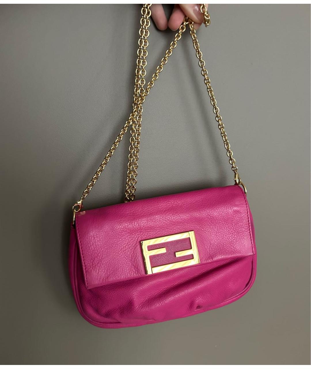 FENDI Фуксия кожаная сумка через плечо, фото 2