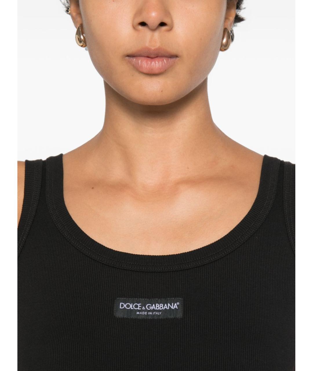 DOLCE&GABBANA Черная хлопковая майка, фото 2