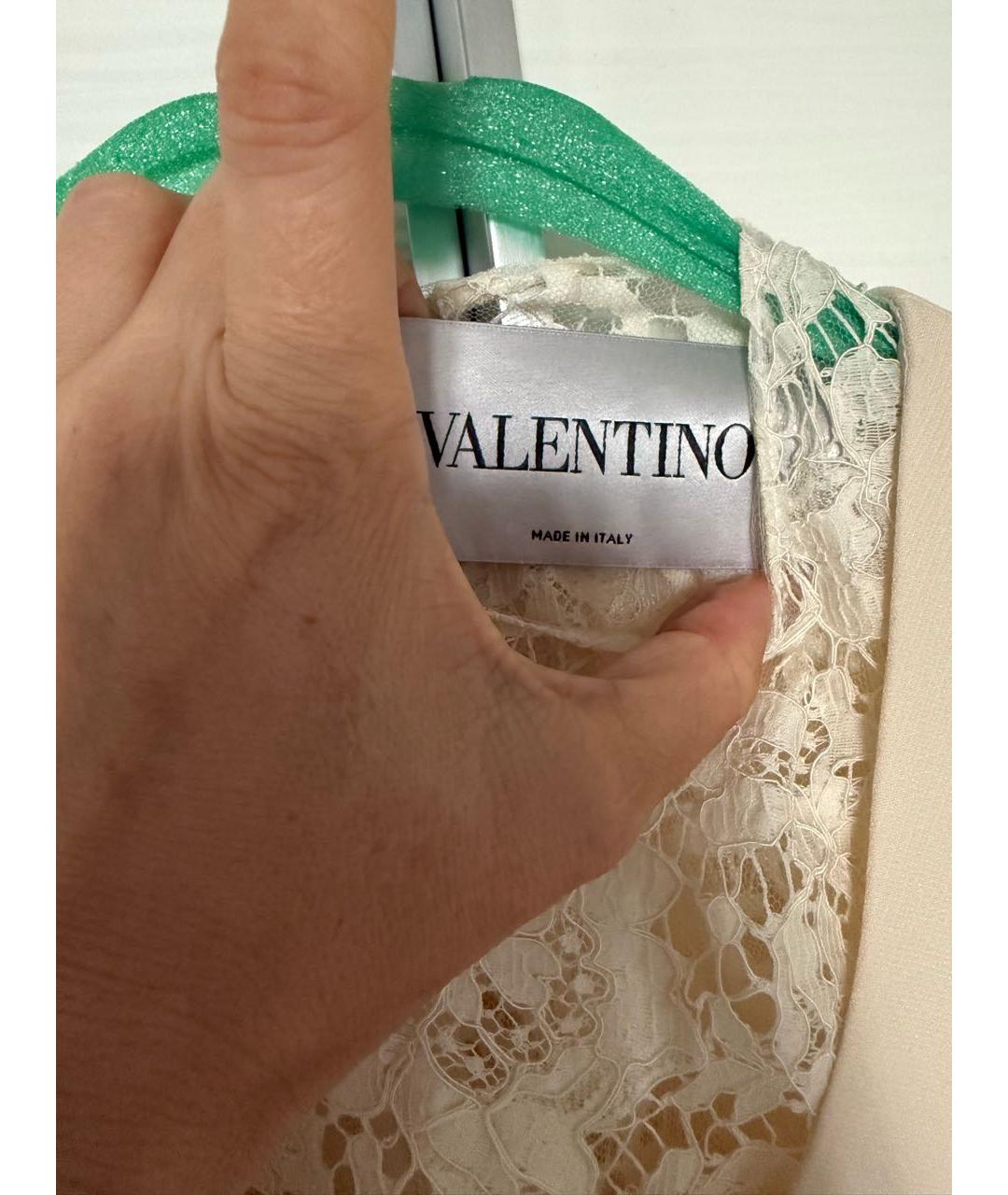 VALENTINO Бежевое хлопковое коктейльное платье, фото 3