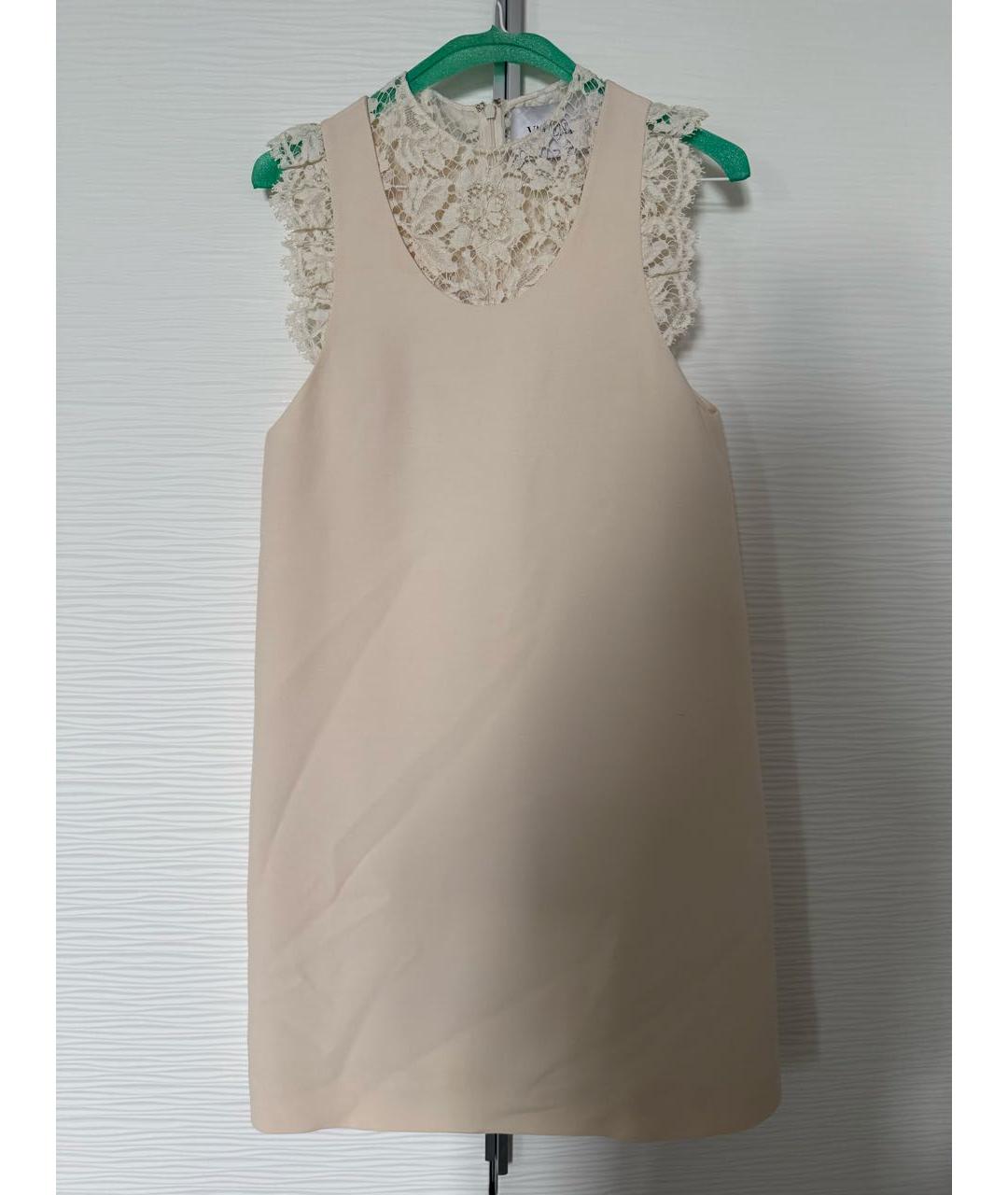 VALENTINO Бежевое хлопковое коктейльное платье, фото 8