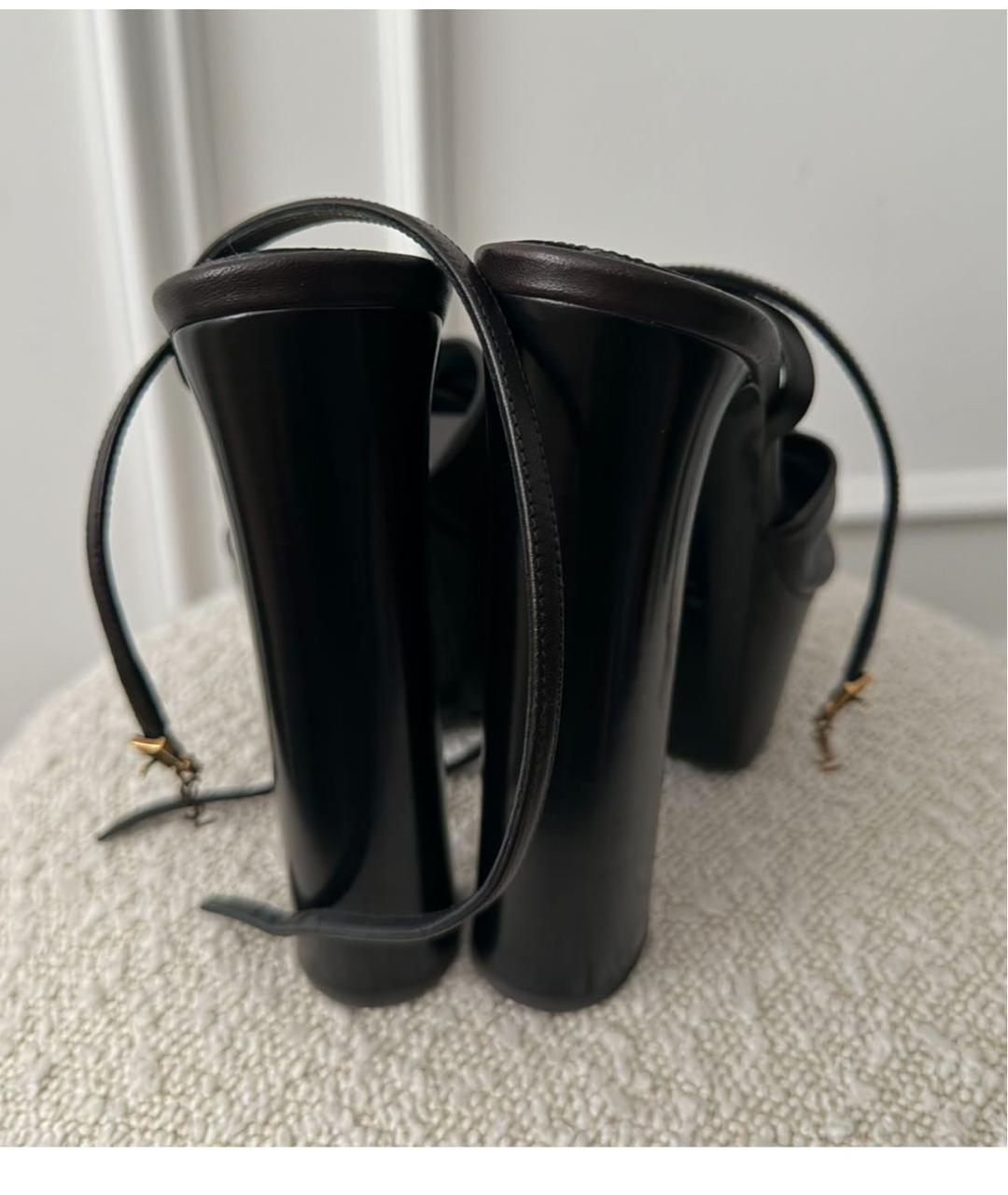 SAINT LAURENT Черные кожаные босоножки, фото 3