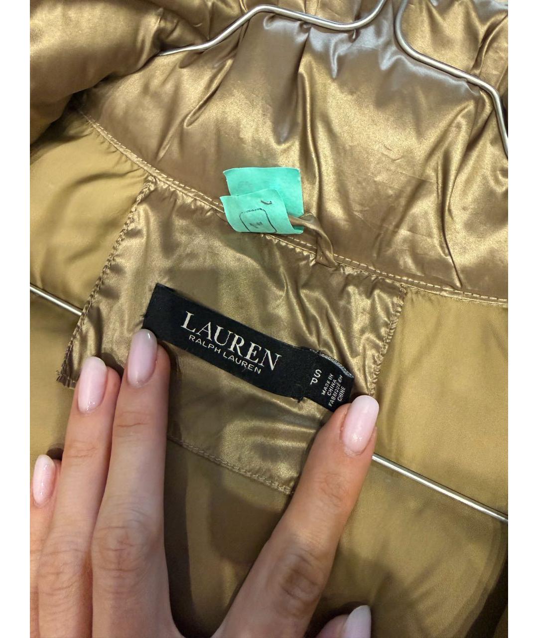 RALPH LAUREN Золотой полиэстеровый пуховик, фото 3