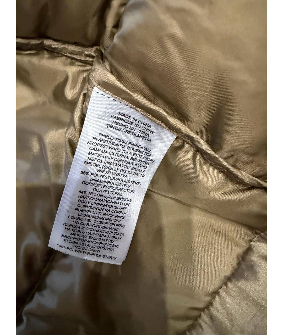 RALPH LAUREN Золотой полиэстеровый пуховик, фото 4