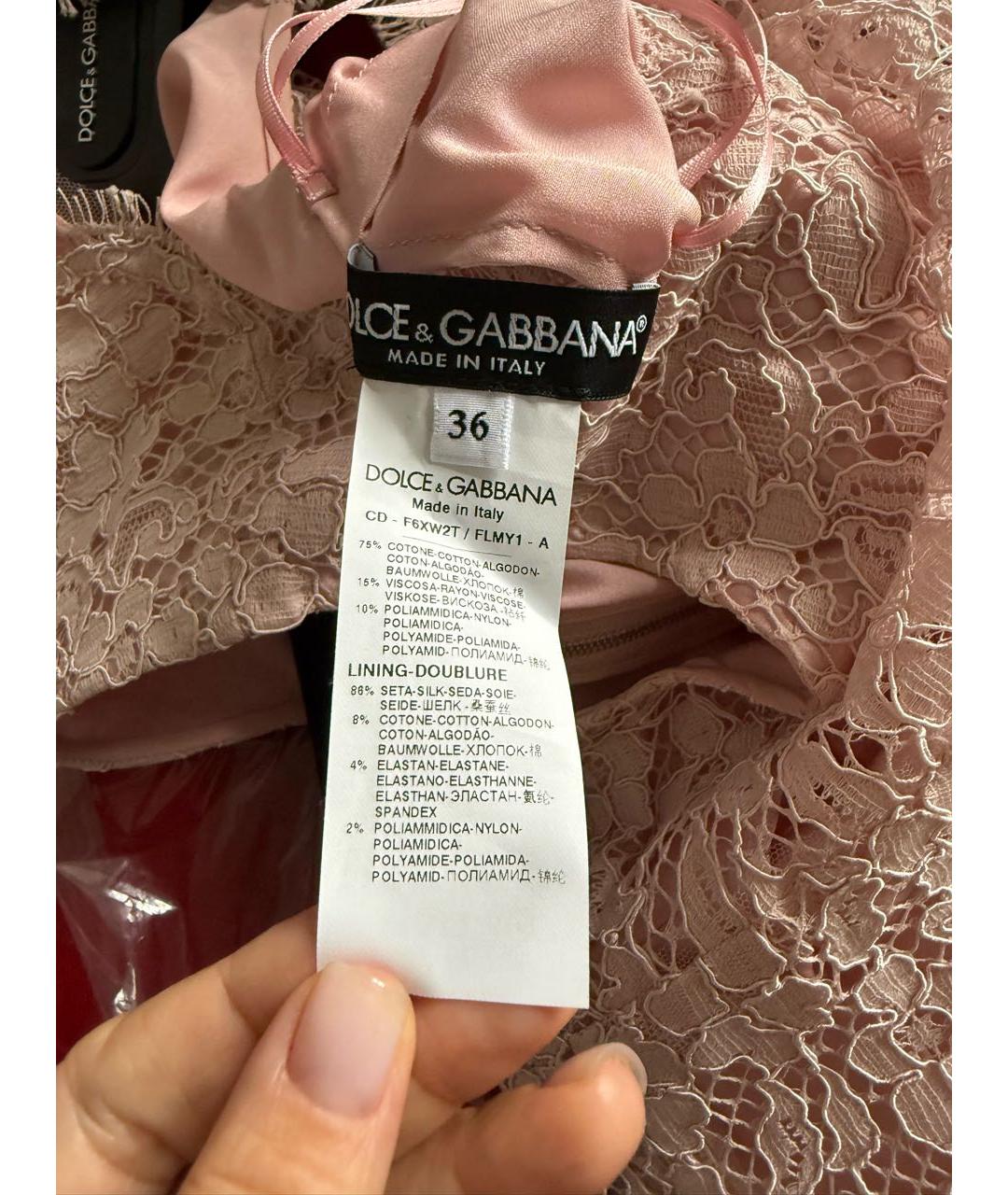 DOLCE&GABBANA Розовое хлопковое коктейльное платье, фото 4