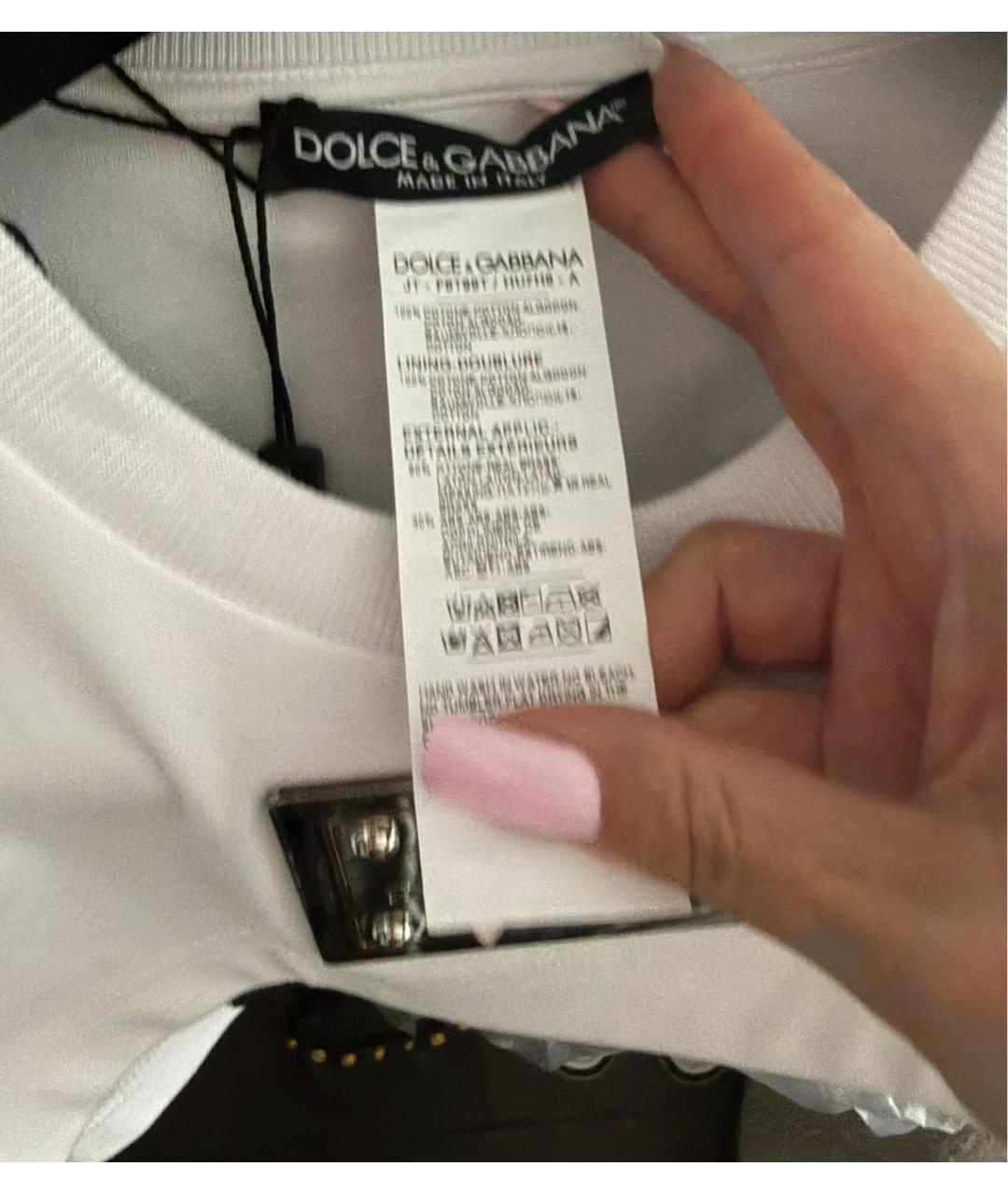 DOLCE&GABBANA Белая хлопковая футболка, фото 3