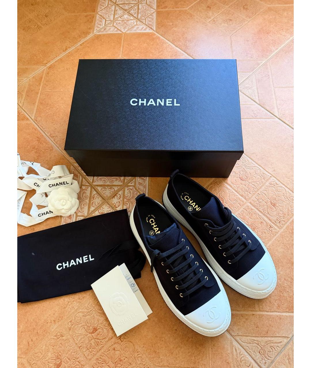 CHANEL Черные текстильные кеды, фото 5