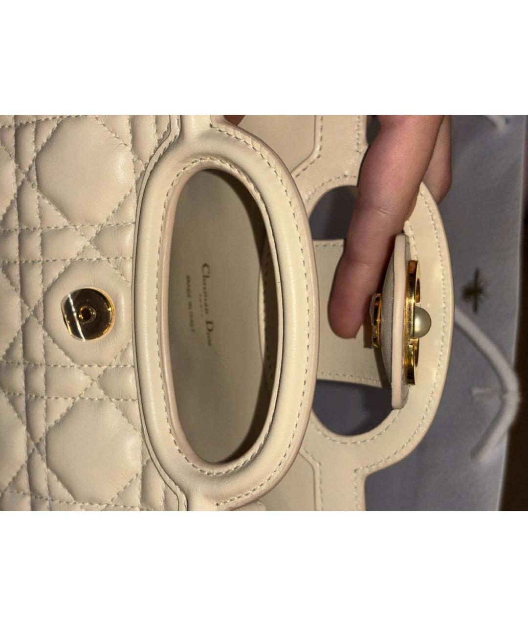 CHRISTIAN DIOR Белая кожаная сумка с короткими ручками, фото 8