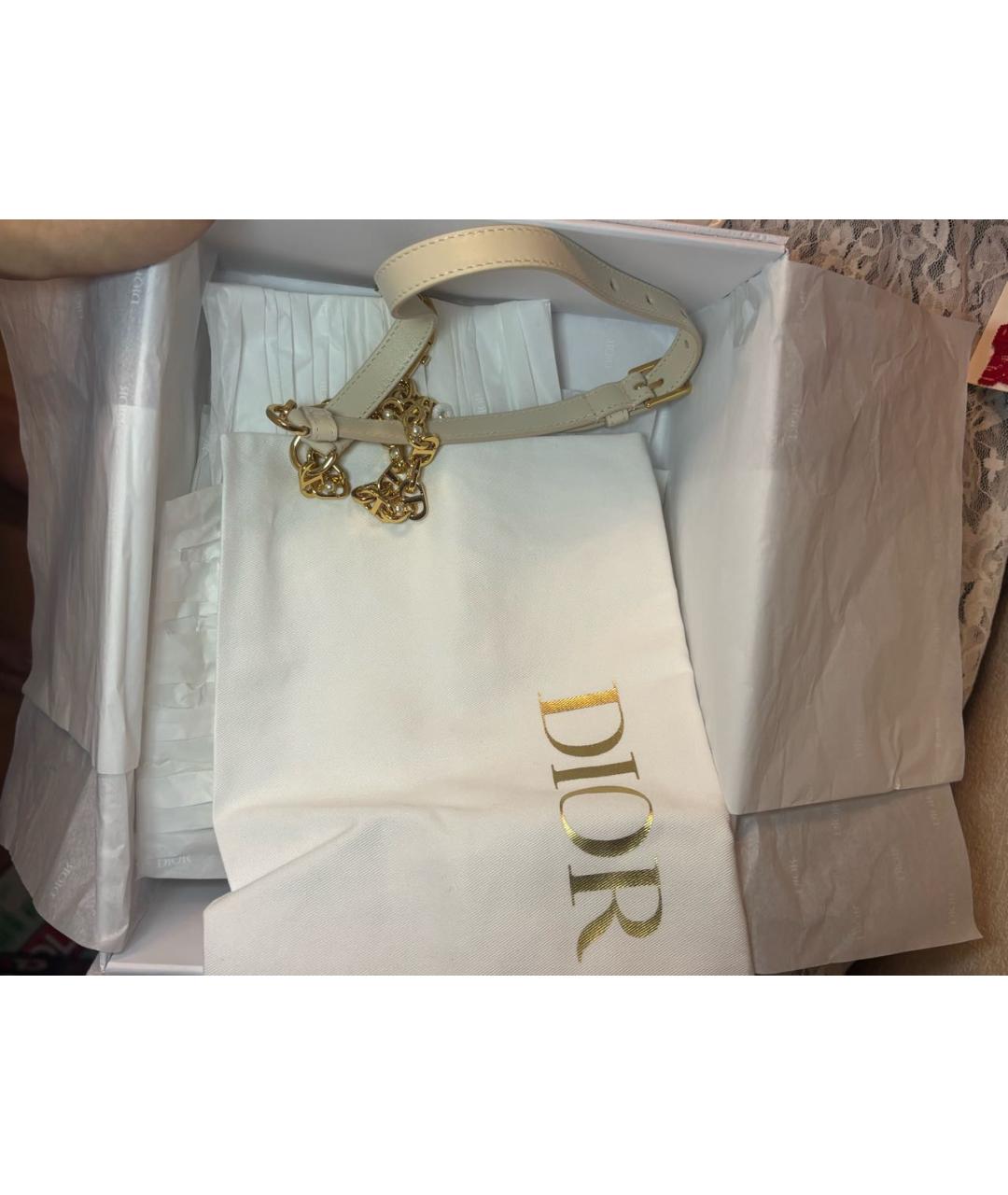 CHRISTIAN DIOR Белая кожаная сумка с короткими ручками, фото 6