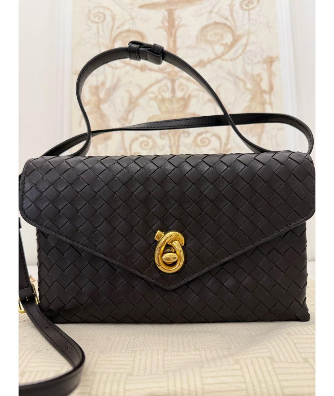 BOTTEGA VENETA Коричневая кожаная сумка с короткими ручками, фото 5