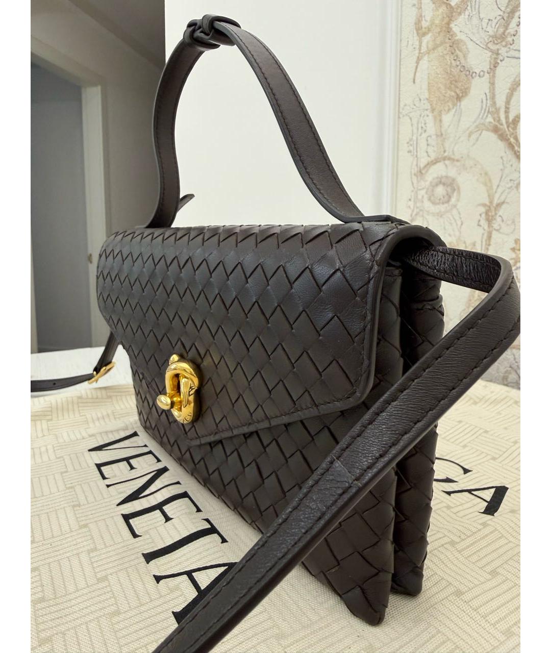 BOTTEGA VENETA Коричневая кожаная сумка с короткими ручками, фото 8