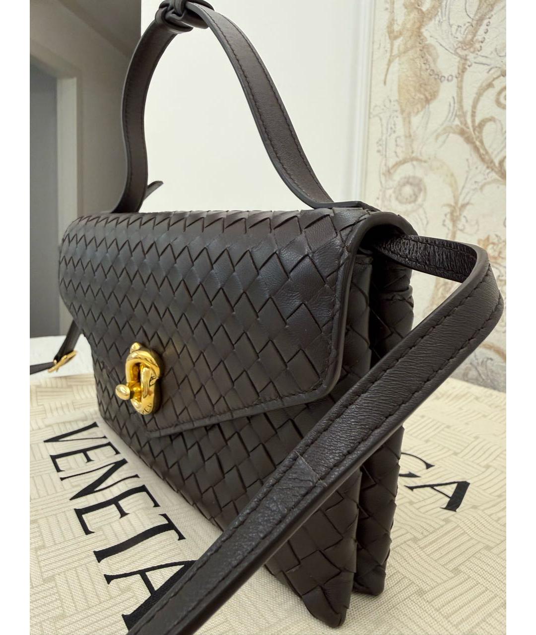 BOTTEGA VENETA Коричневая кожаная сумка с короткими ручками, фото 2