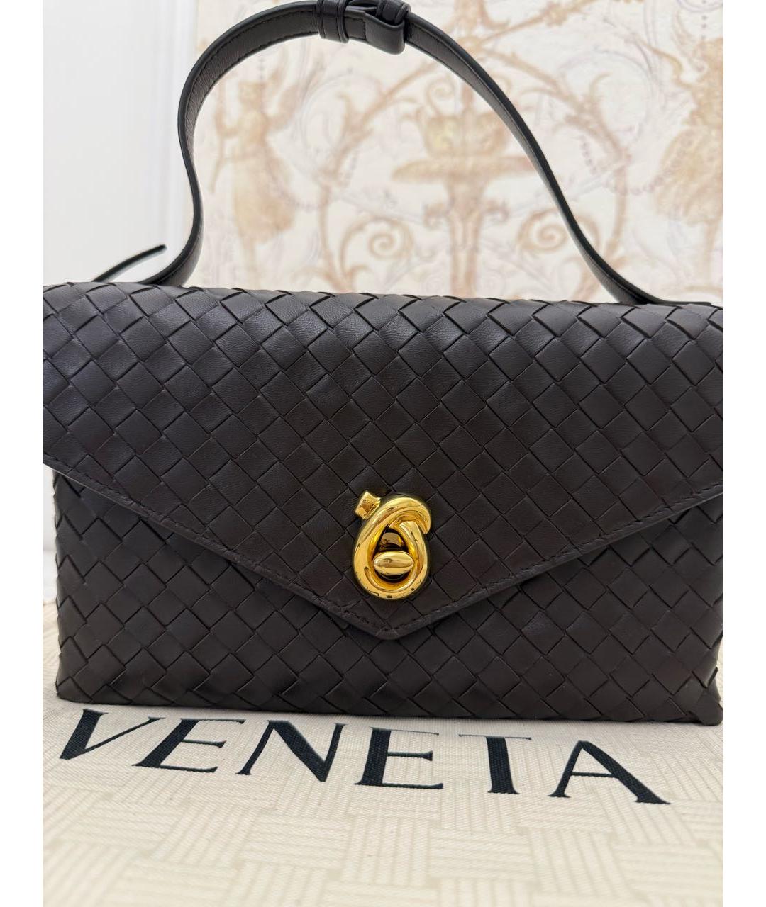 BOTTEGA VENETA Коричневая кожаная сумка с короткими ручками, фото 6