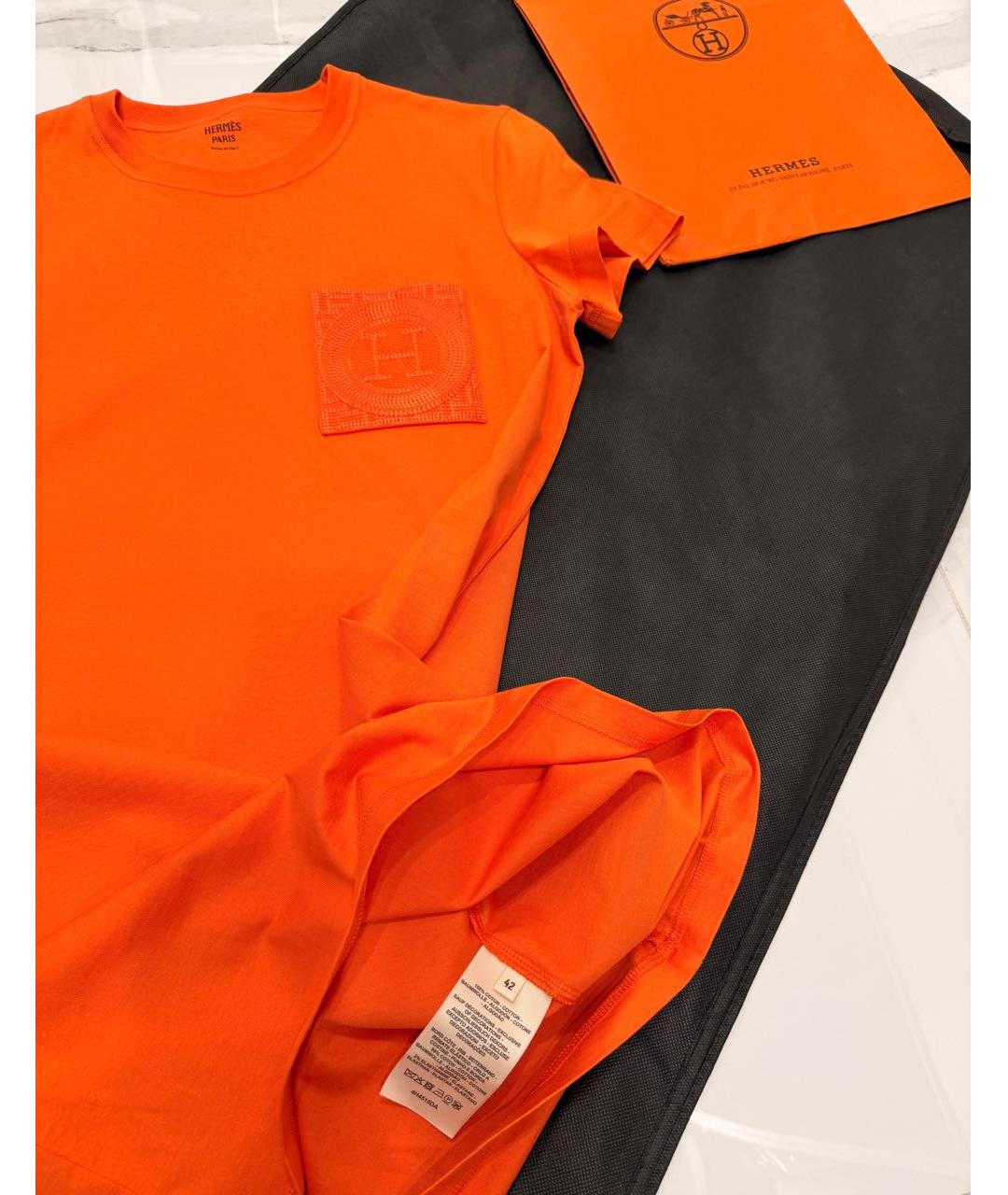 HERMES Оранжевое хлопковое повседневное платье, фото 2