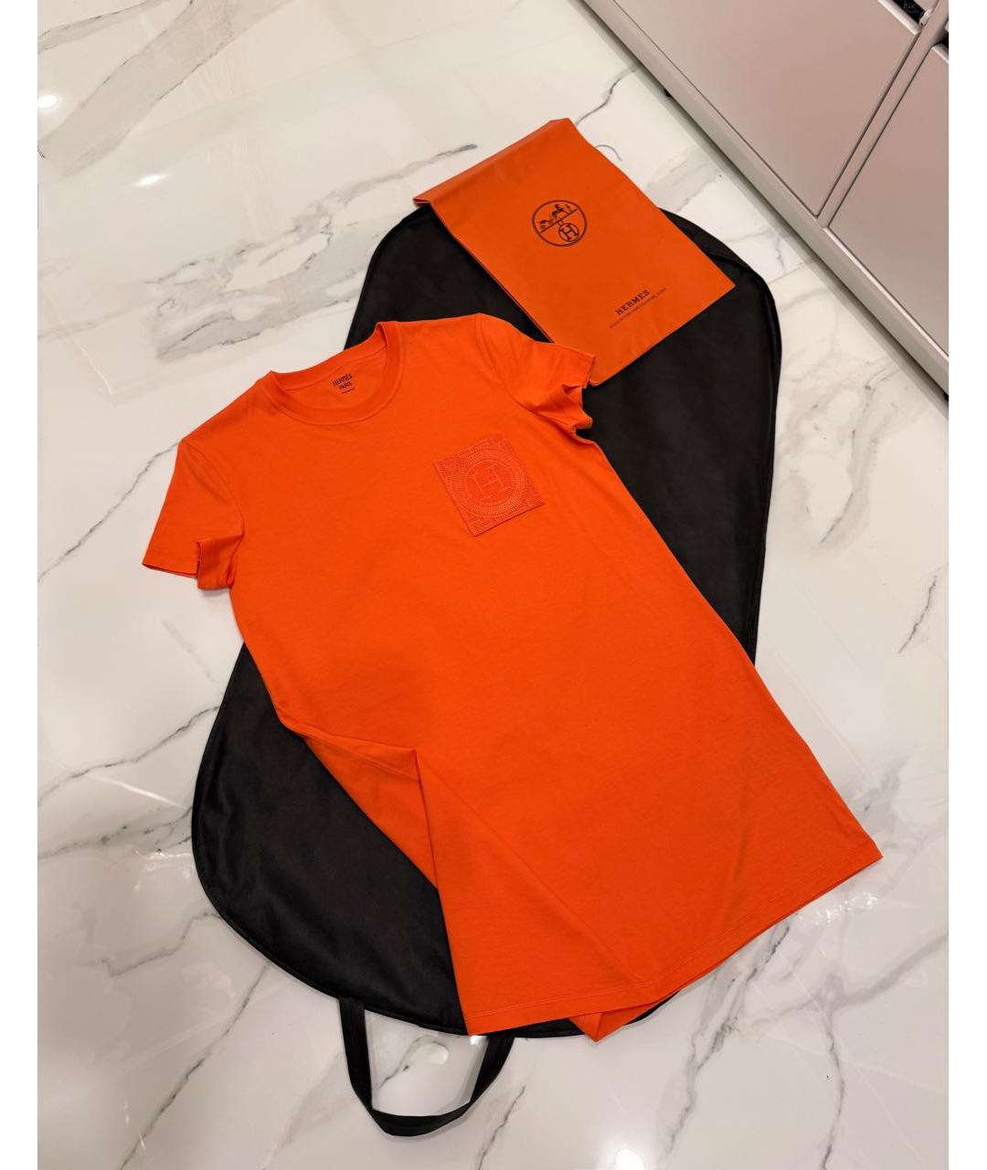 HERMES Оранжевое хлопковое повседневное платье, фото 7