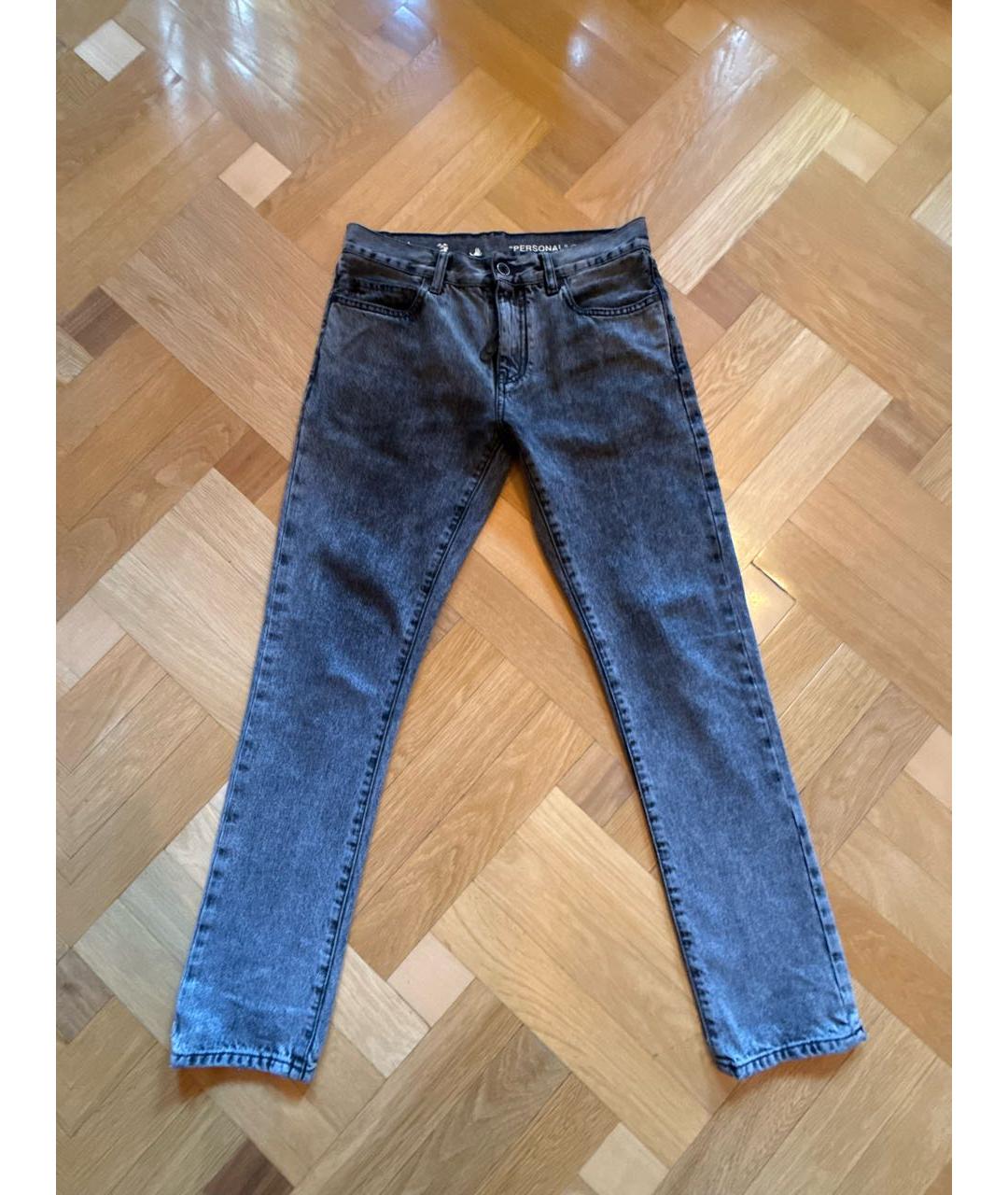 OFF-WHITE Антрацитовые хлопковые прямые джинсы, фото 5