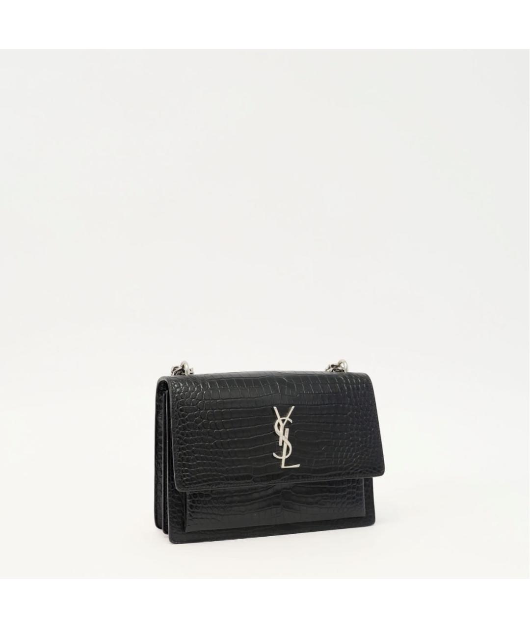 SAINT LAURENT Черная кожаная сумка через плечо, фото 2