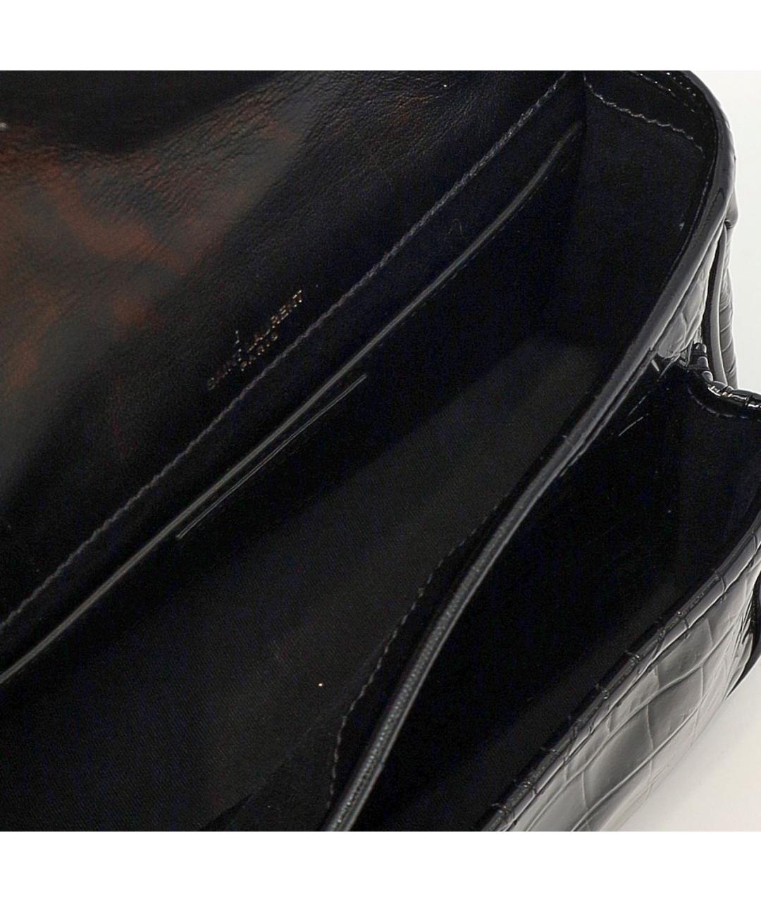SAINT LAURENT Черная сумка через плечо из лакированной кожи, фото 4