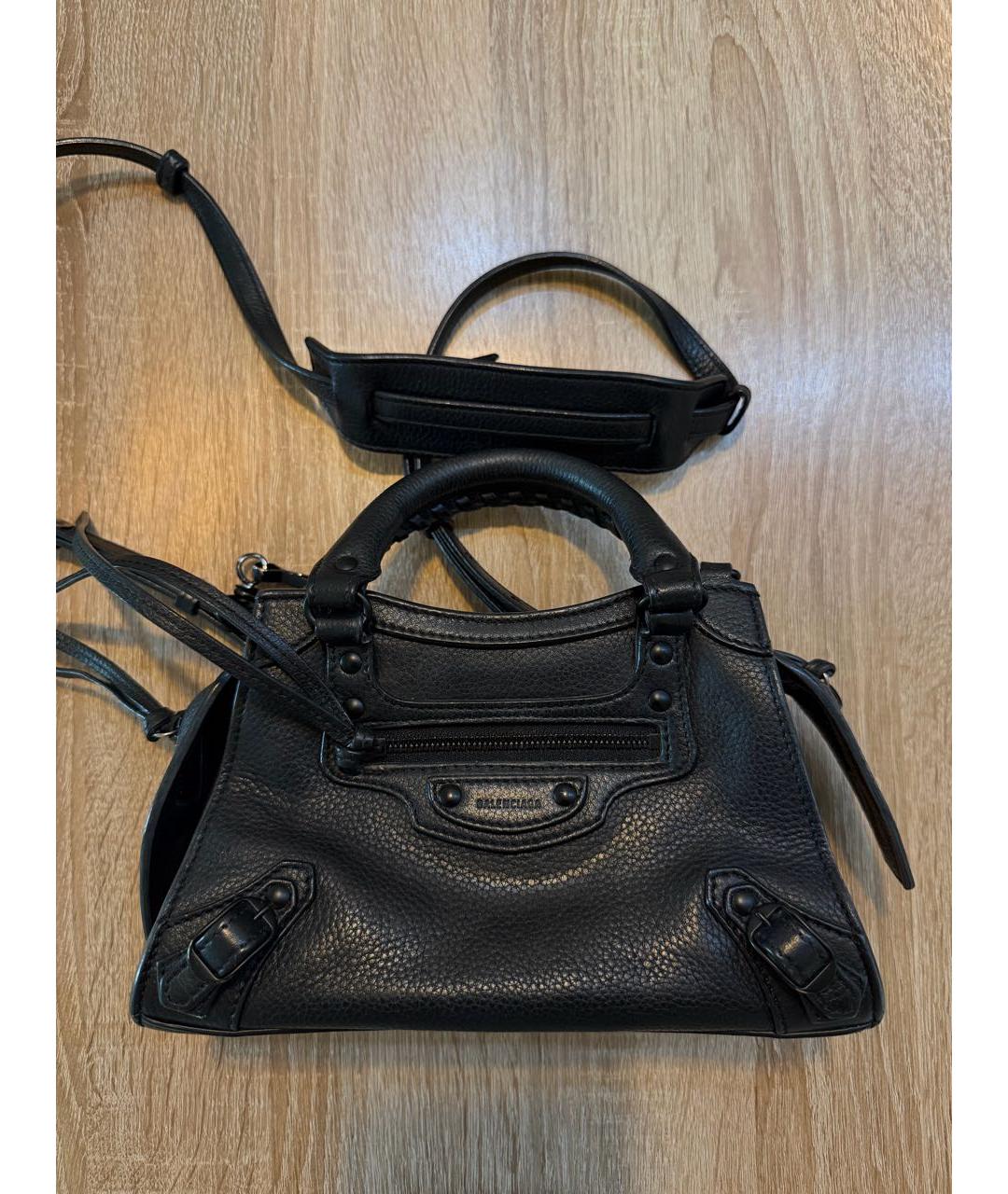 BALENCIAGA Черная кожаная сумка с короткими ручками, фото 5