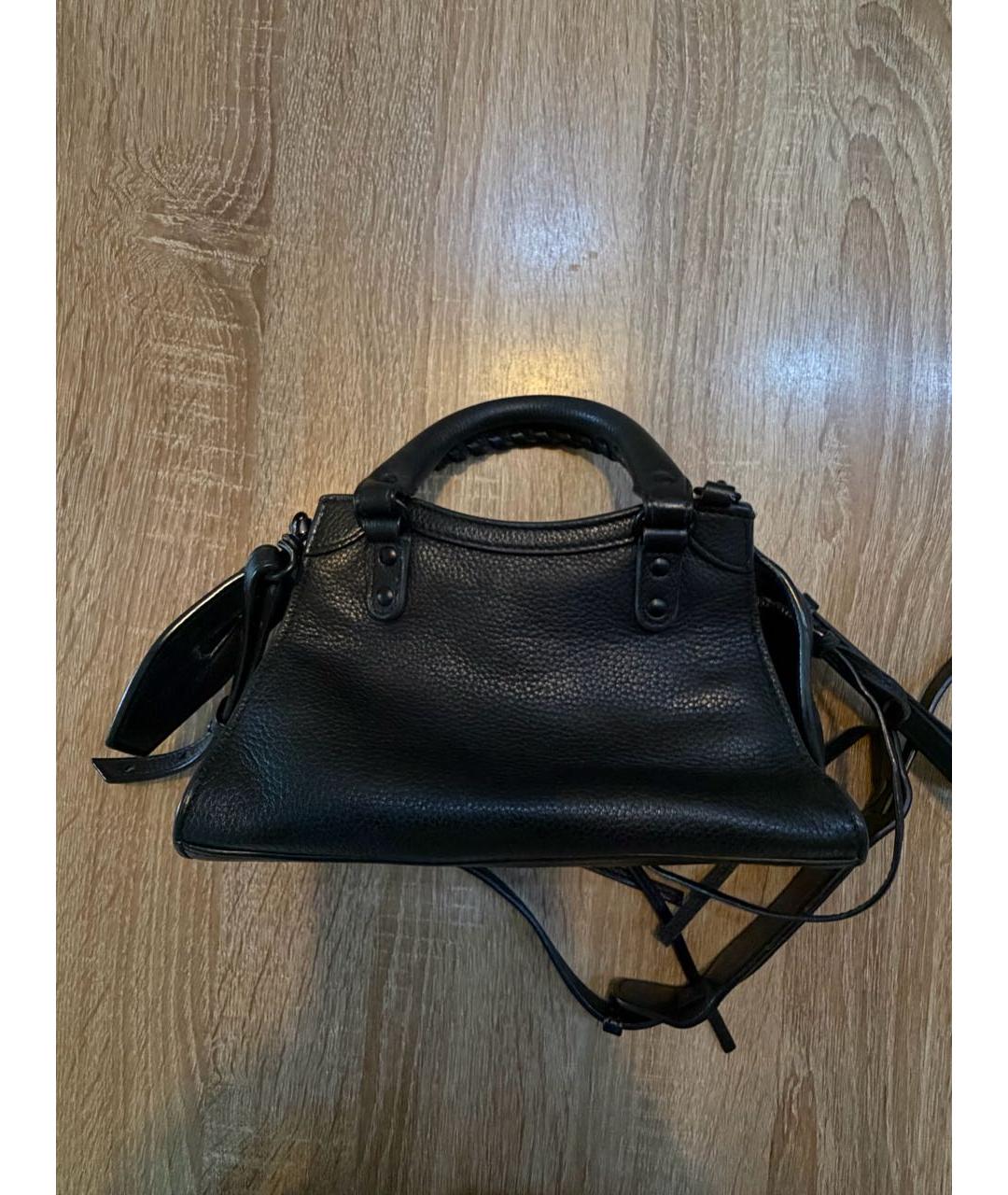 BALENCIAGA Черная кожаная сумка с короткими ручками, фото 3