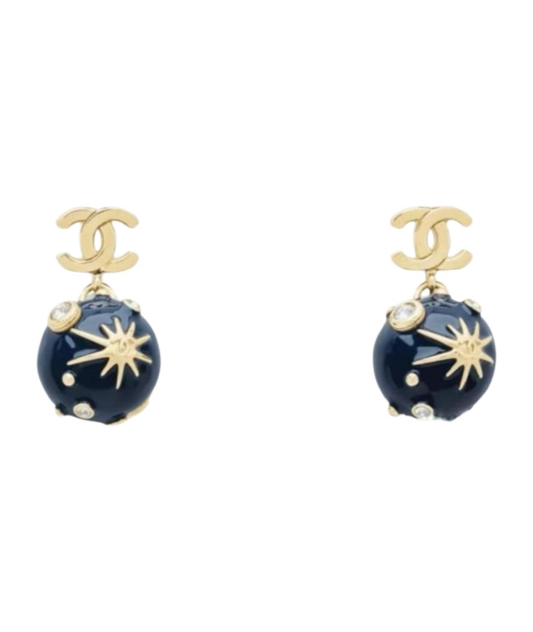 CHANEL Темно-синие металлические серьги, фото 1