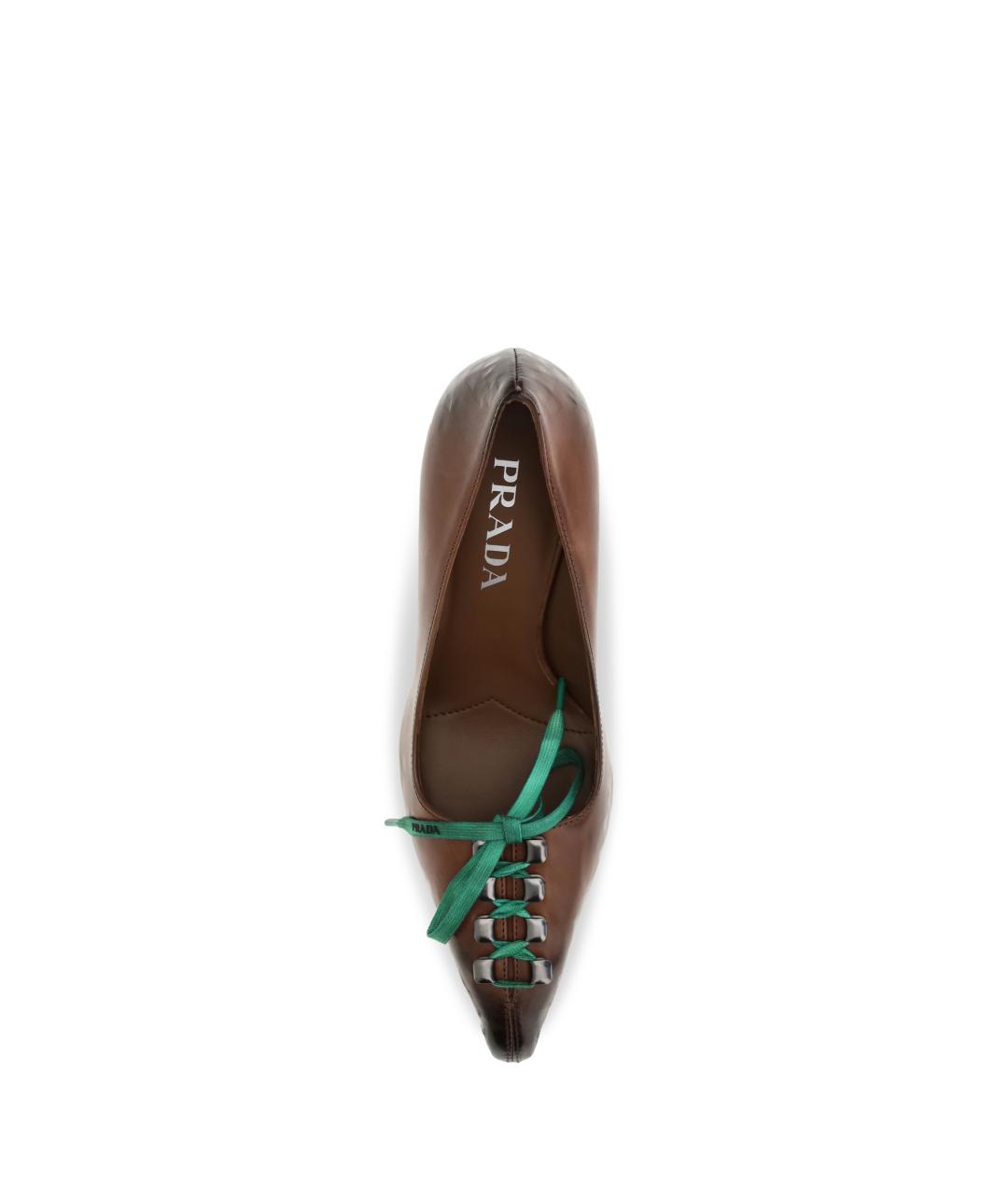 PRADA Коричневые кожаные туфли, фото 4