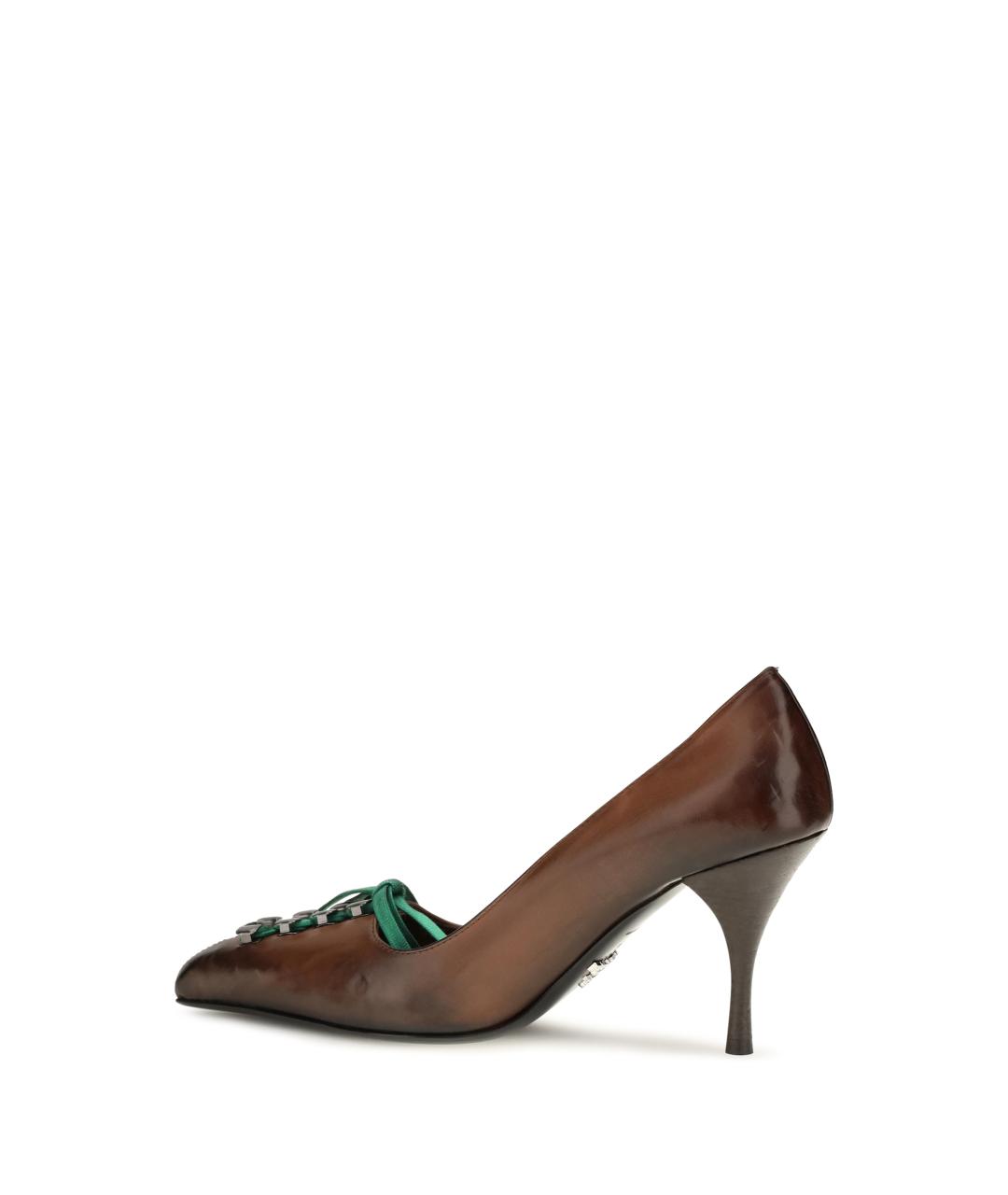 PRADA Коричневые кожаные туфли, фото 3