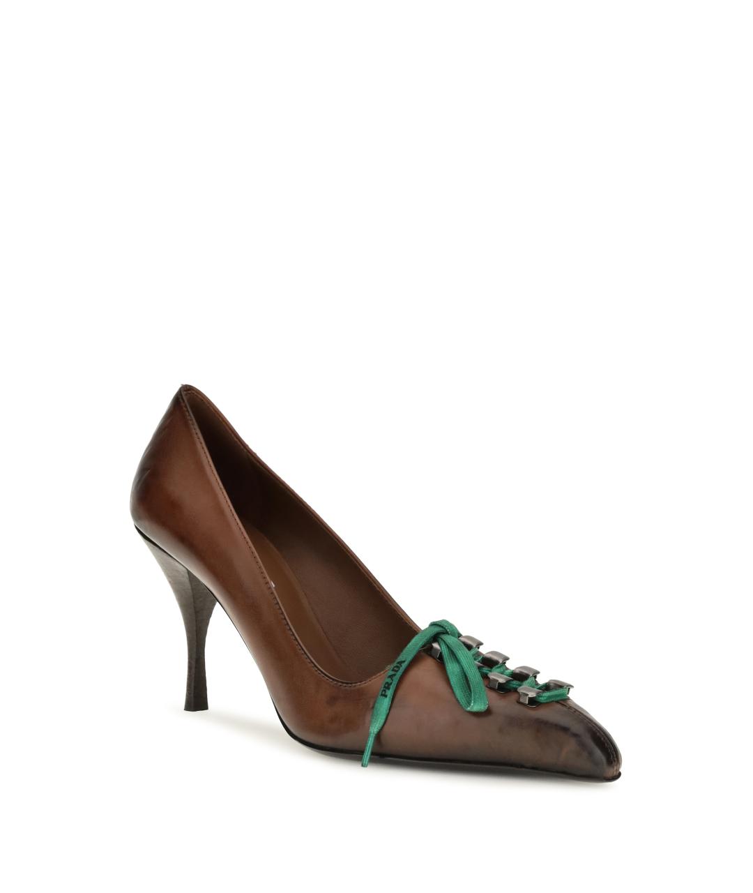PRADA Коричневые кожаные туфли, фото 2
