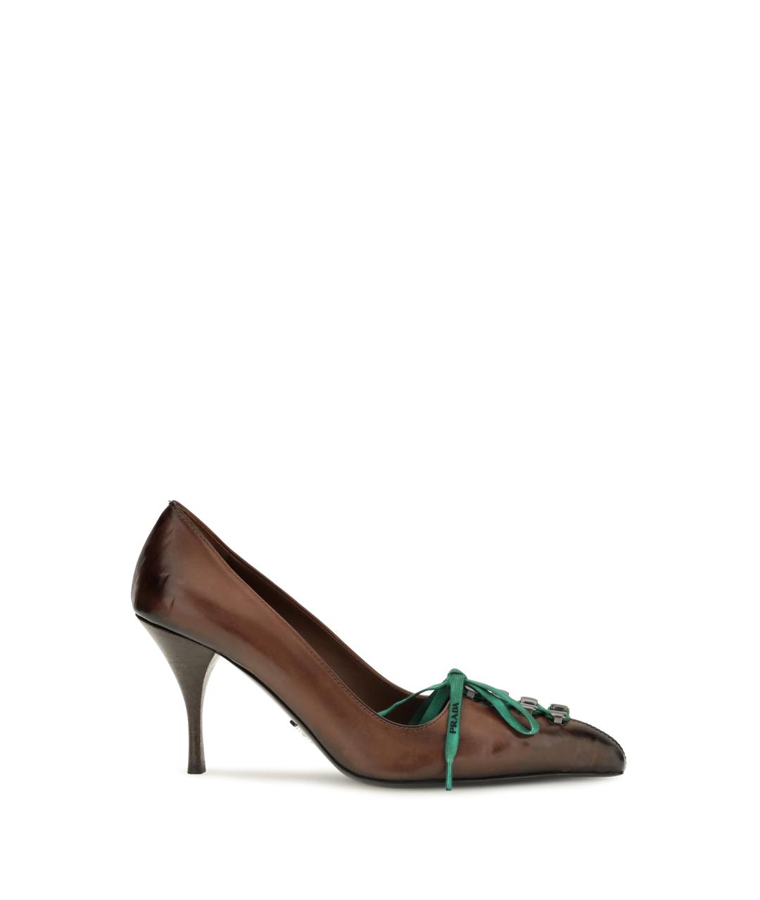 PRADA Коричневые кожаные туфли, фото 1
