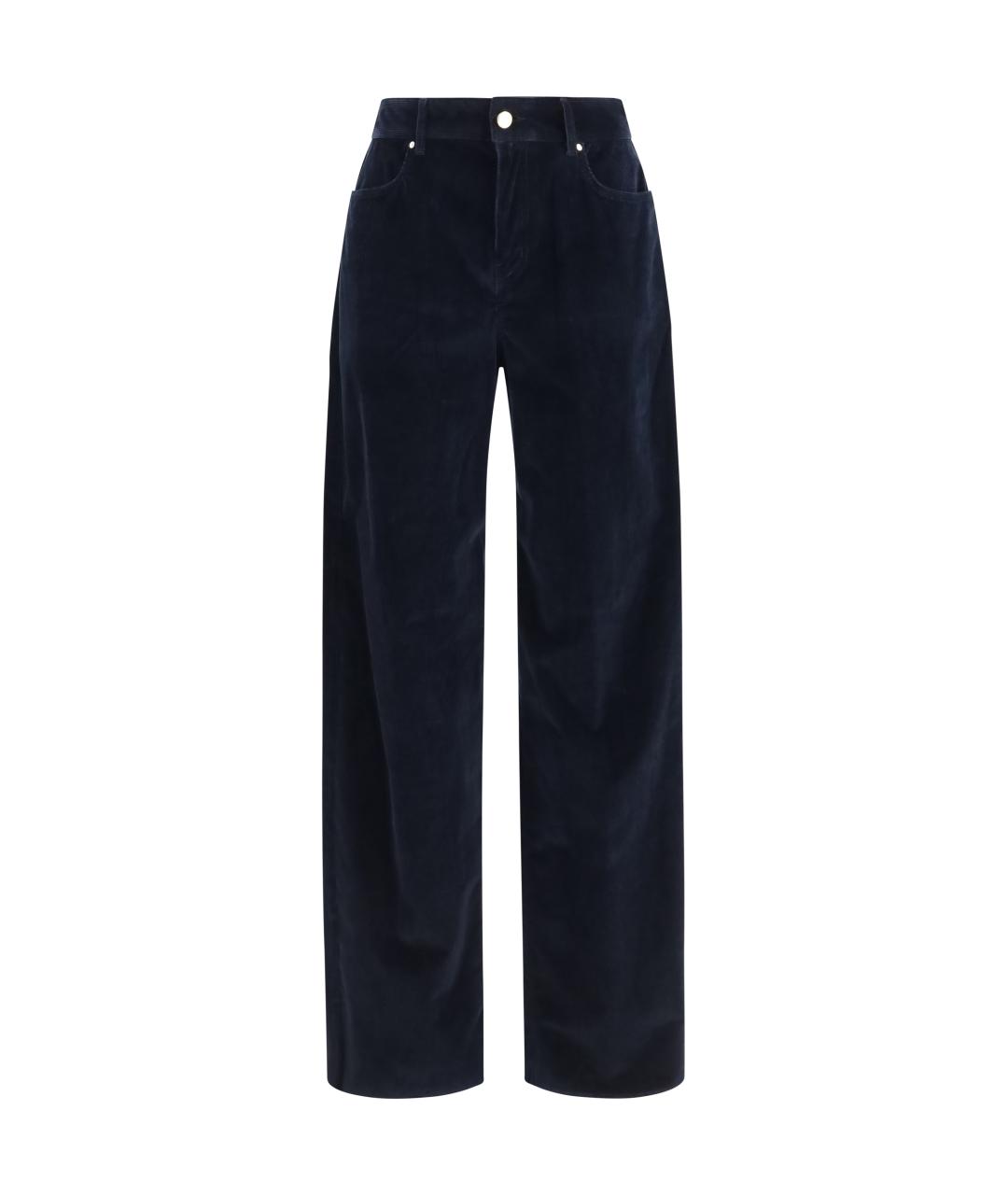 MAX MARA STUDIO Синие хлопковые прямые брюки, фото 1