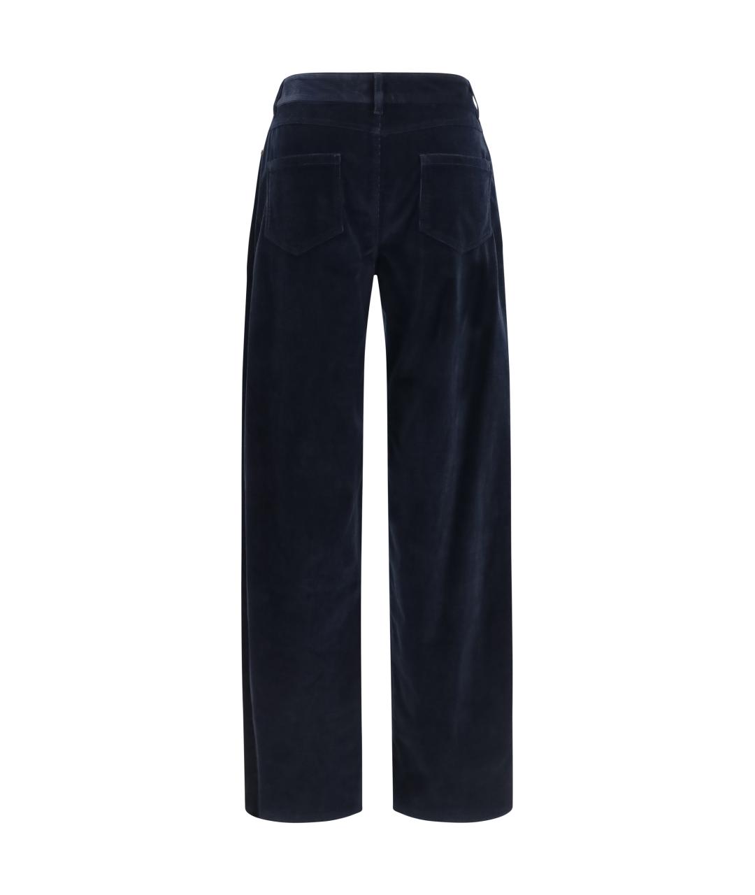 MAX MARA STUDIO Синие хлопковые прямые брюки, фото 2