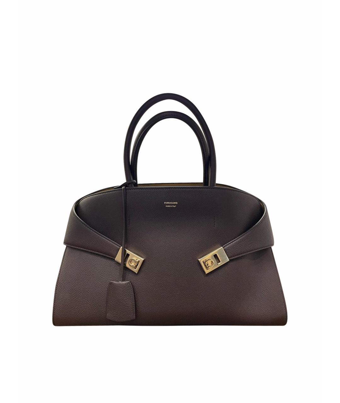 FERRAGAMO Коричневая кожаная сумка через плечо, фото 1