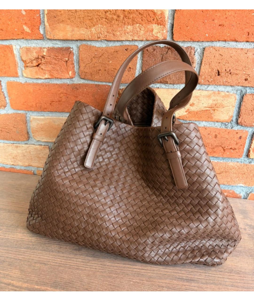 BOTTEGA VENETA Коричневая кожаная сумка тоут, фото 3