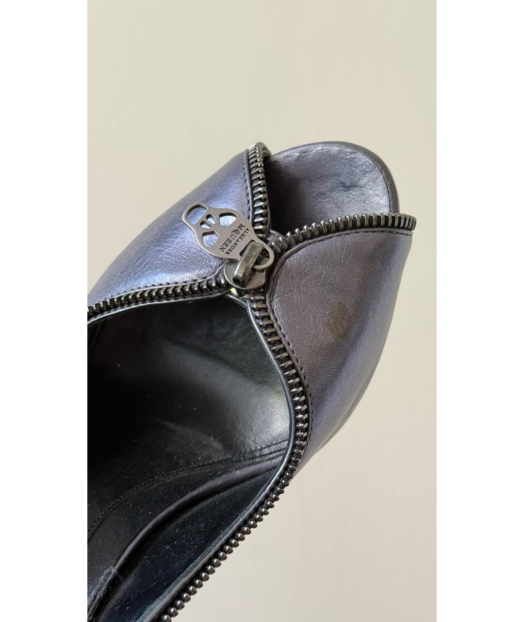 ALEXANDER MCQUEEN Серебряные кожаные туфли, фото 6