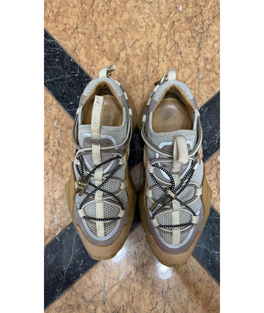 JIMMY CHOO Бежевые кожаные кроссовки, фото 3