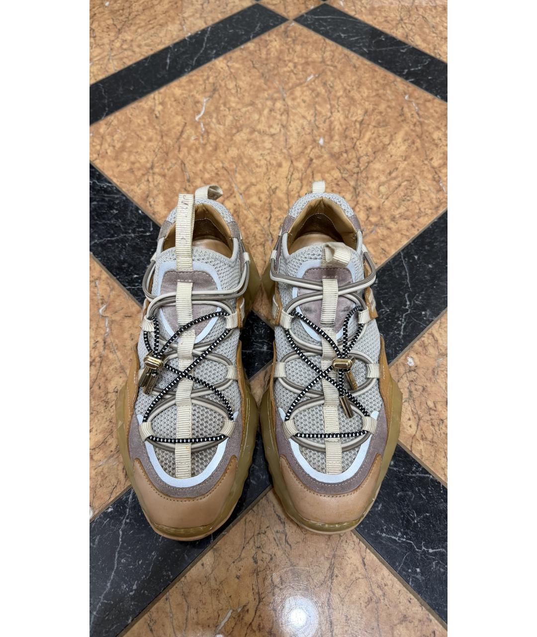 JIMMY CHOO Бежевые кожаные кроссовки, фото 2