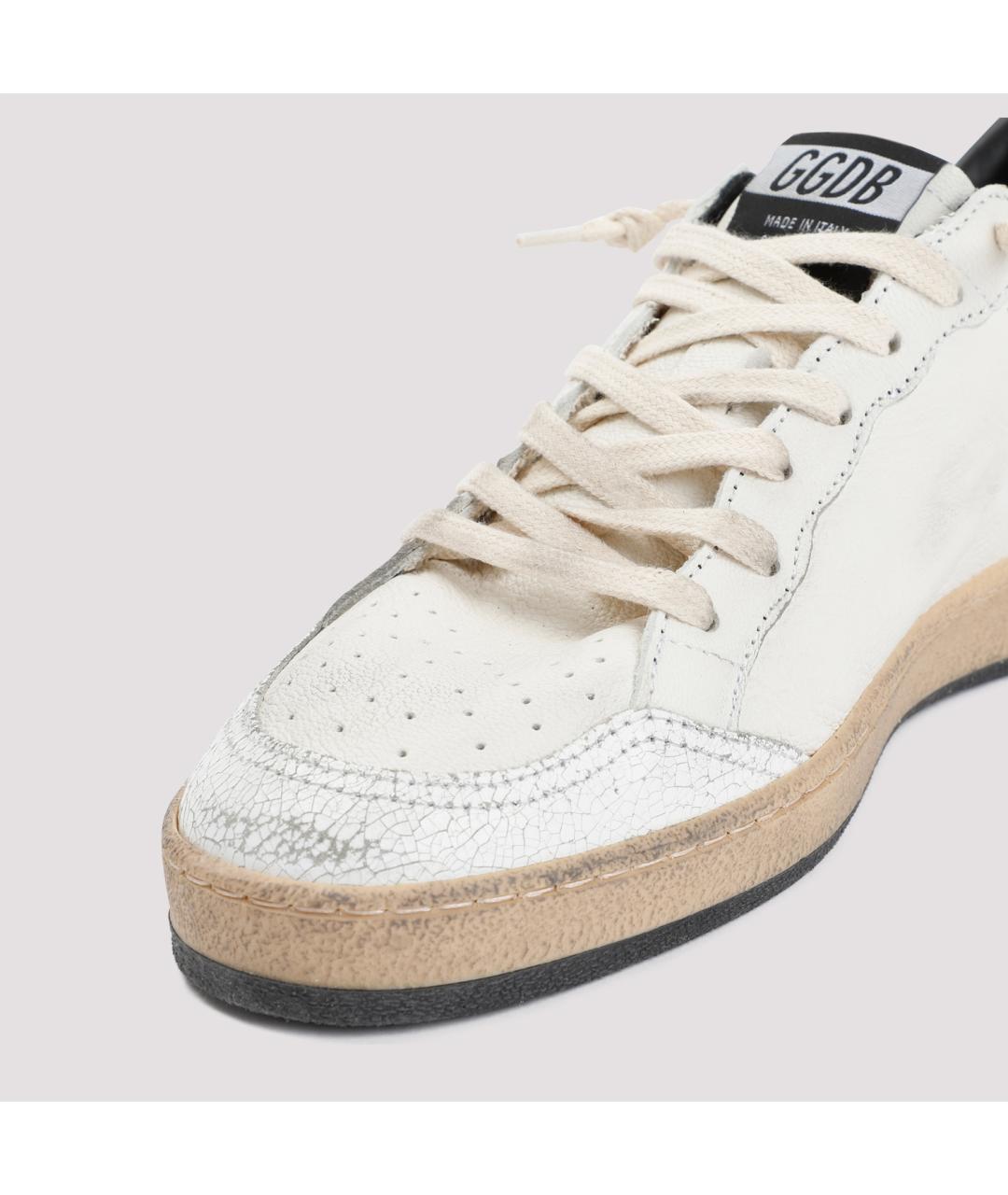 GOLDEN GOOSE Белые кожаные низкие кроссовки / кеды, фото 4