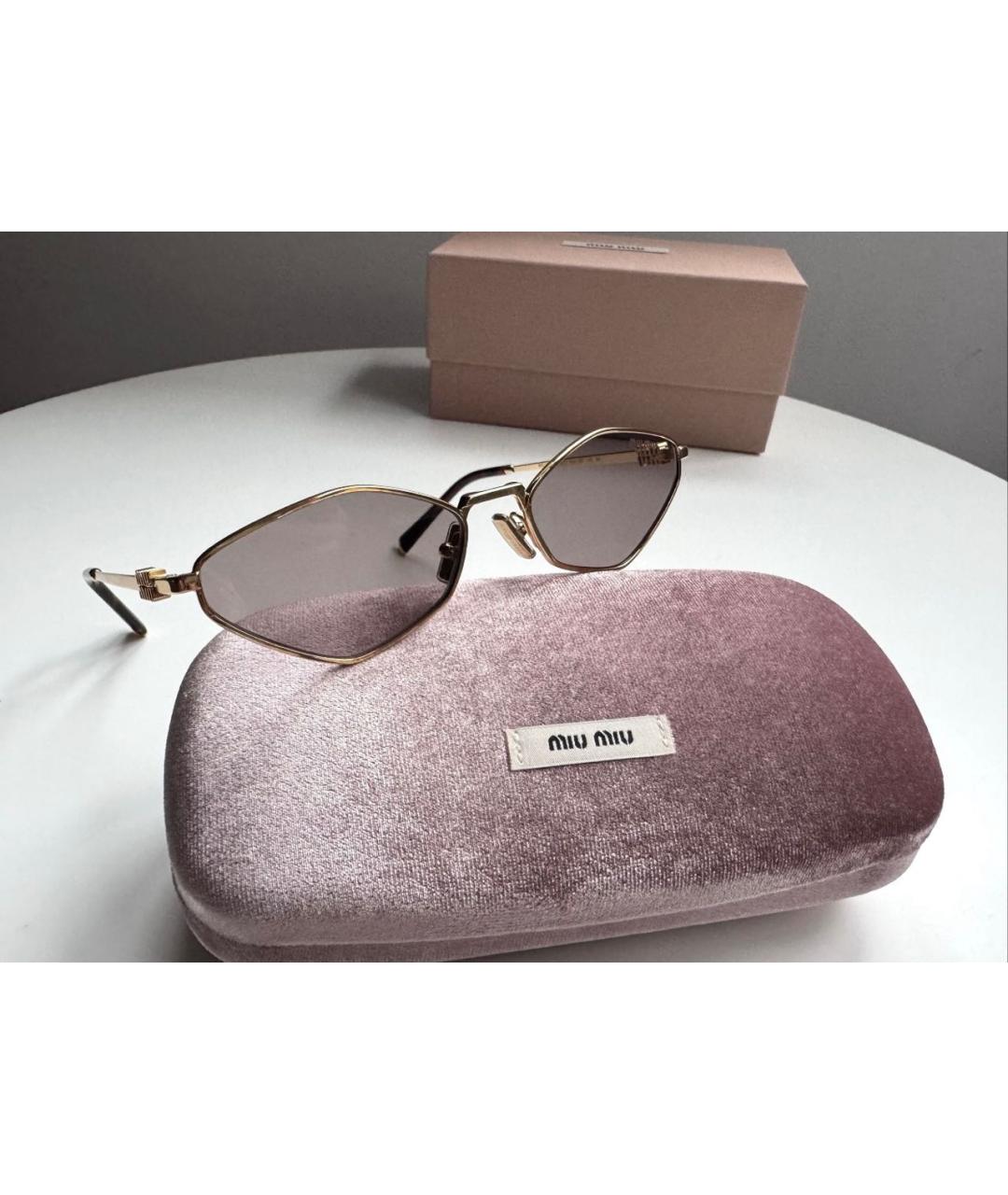 MIU MIU Коричневые металлические солнцезащитные очки, фото 3