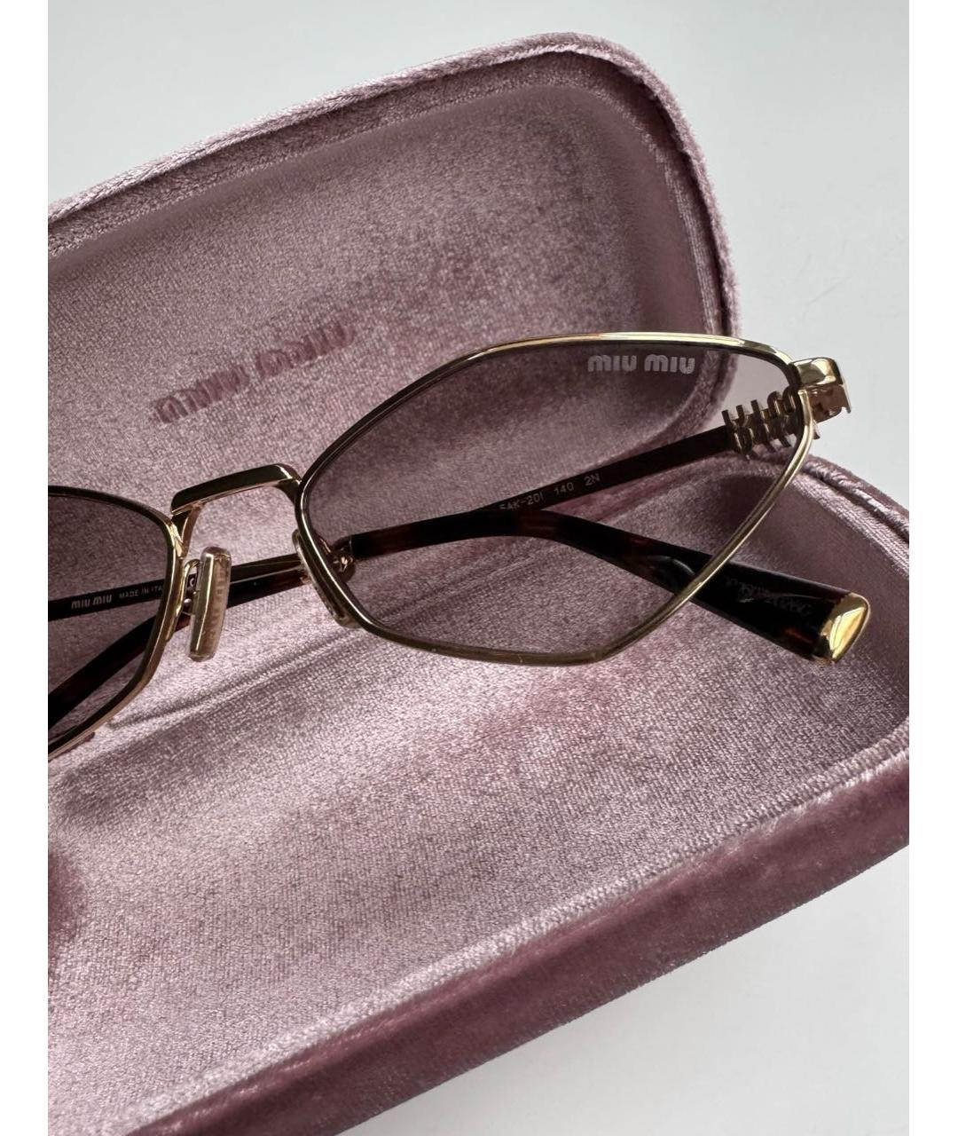 MIU MIU Коричневые металлические солнцезащитные очки, фото 4