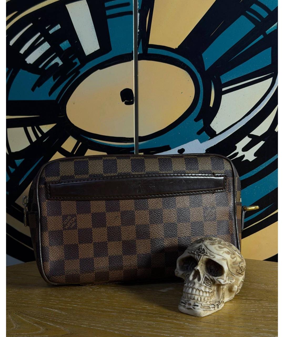 LOUIS VUITTON Коричневая кожаная барсетка, фото 2