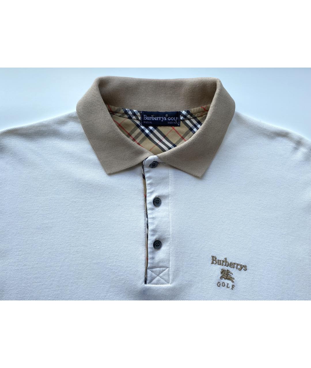 BURBERRY Бежевое хлопковое поло с коротким рукавом, фото 2