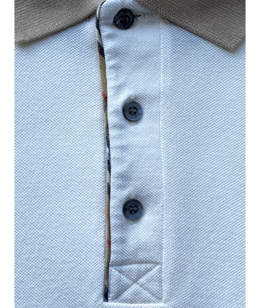 BURBERRY Бежевое хлопковое поло с коротким рукавом, фото 4