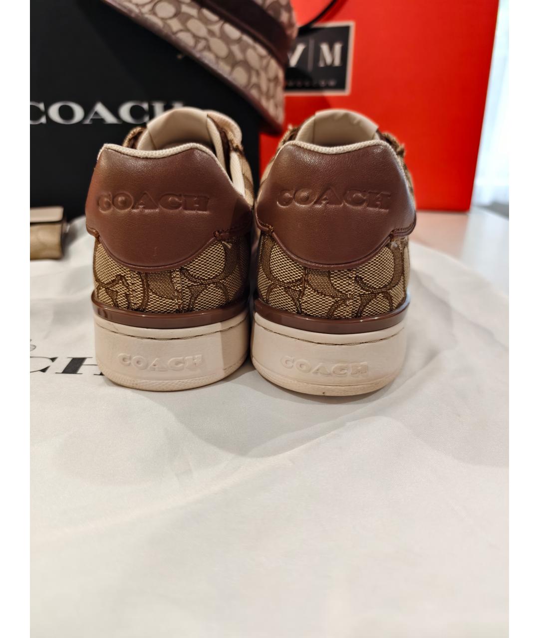 COACH Коричневые текстильные кеды, фото 4