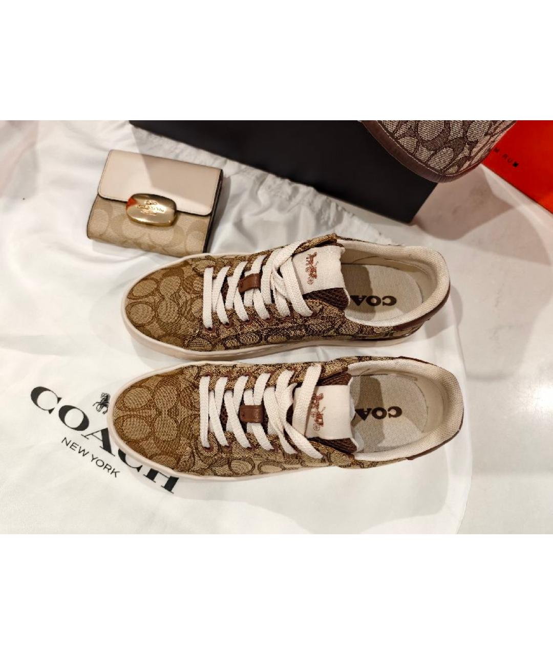 COACH Коричневые текстильные кеды, фото 2